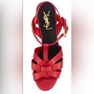 Saint Laurent Paris
Saint Laurent Red Leather Tribute Platform Ankle Strap